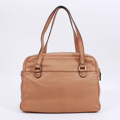 Gucci Interlocking G Leather Beige Handbag Gold 121544