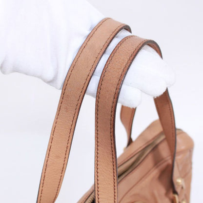 Gucci Interlocking G Leather Beige Handbag Gold 121544