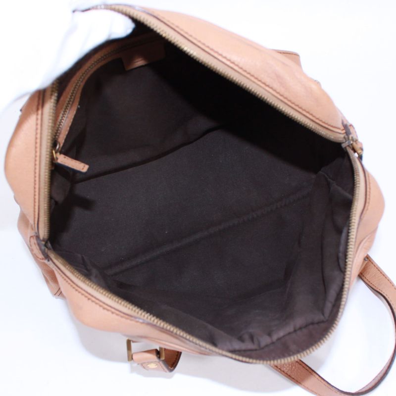 Gucci Interlocking G Leather Beige Handbag Gold 121544