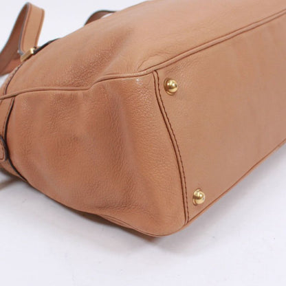 Gucci Interlocking G Leather Beige Handbag Gold 121544