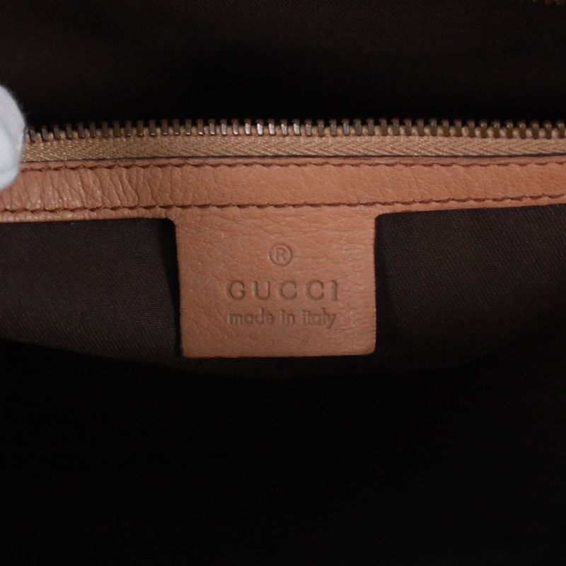 Gucci Interlocking G Leather Beige Handbag Gold 121544