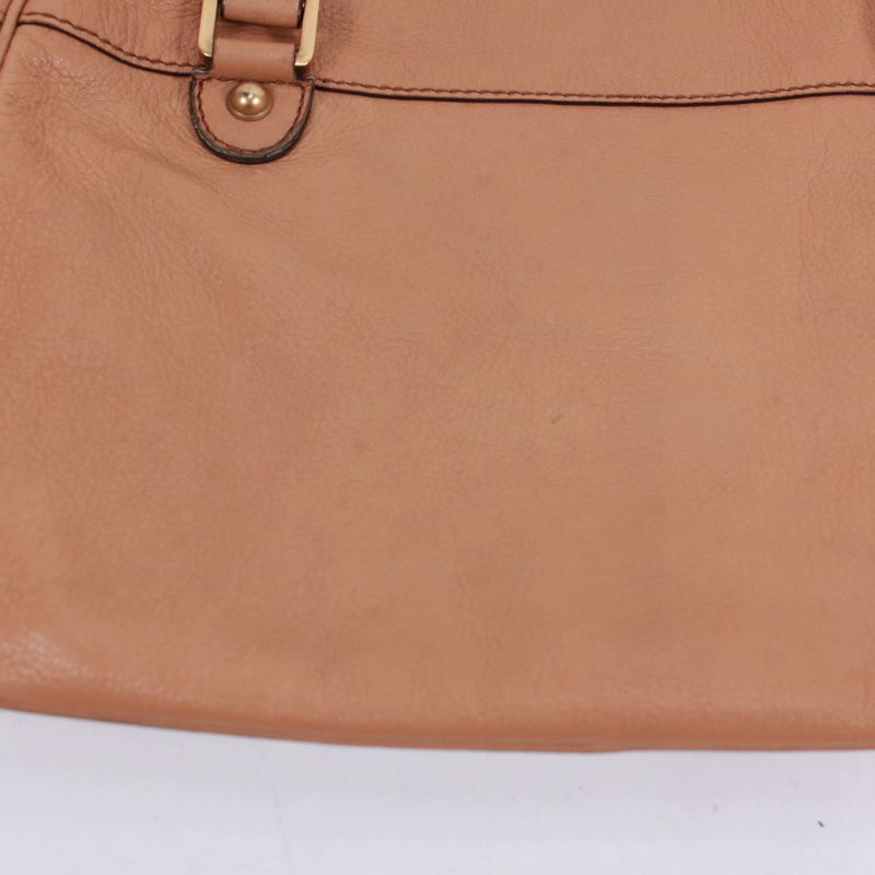 Gucci Interlocking G Leather Beige Handbag Gold 121544