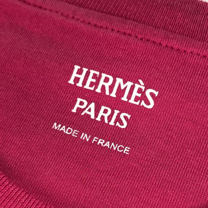 Hermes Dress Embroidery Mosaic H Logo Pocket Cotton Pink