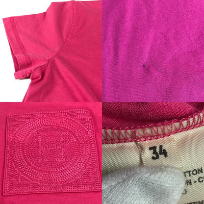 Hermes Dress Embroidery Mosaic H Logo Pocket Cotton Pink