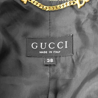 Gucci Tailored Jacket Formal Suit Gold Buttons 38 Beige Black 207-0508-7245