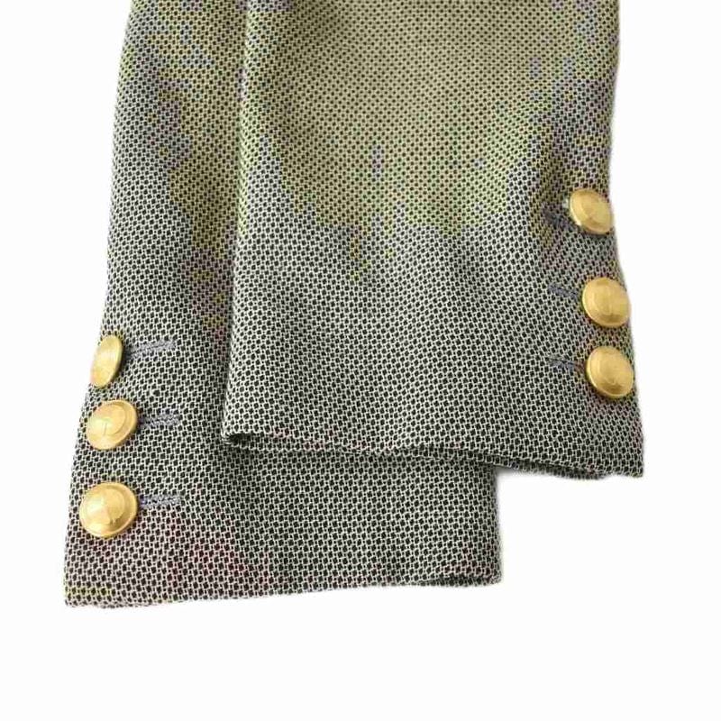 Gucci Tailored Jacket Formal Suit Gold Buttons 38 Beige Black 207-0508-7245