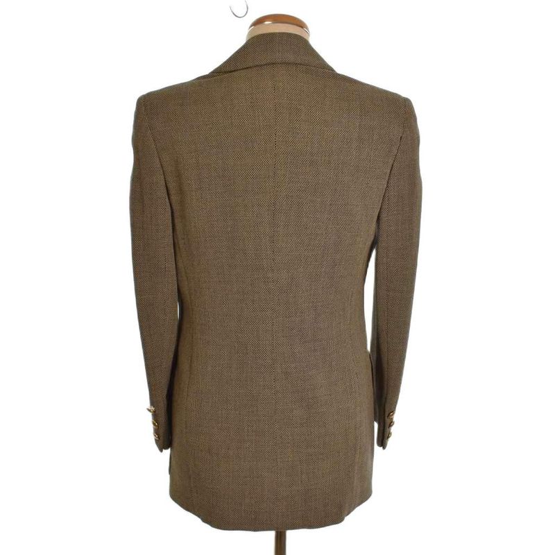 Gucci Tailored Jacket Formal Suit Gold Buttons 38 Beige Black 207-0508-7245