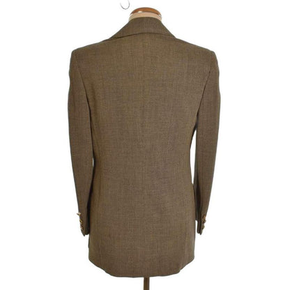 Gucci Tailored Jacket Formal Suit Gold Buttons 38 Beige Black 207-0508-7245