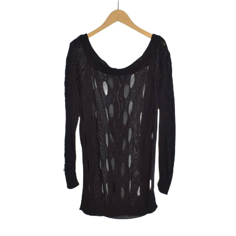 Gianni Versace Gianni Versace Design Hole Knit Sweater Long Sleeves 40 Black