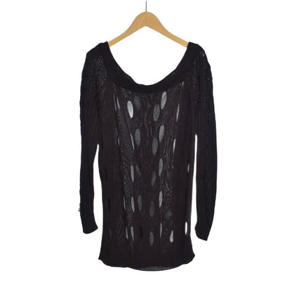 Gianni Versace Gianni Versace Design Hole Knit Sweater Long Sleeves 40 Black