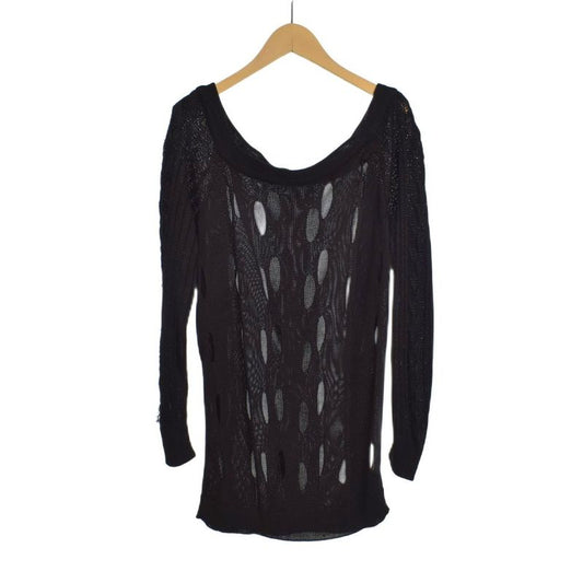 Gianni Versace Gianni Versace Design Hole Knit Sweater Long Sleeves 40 Black