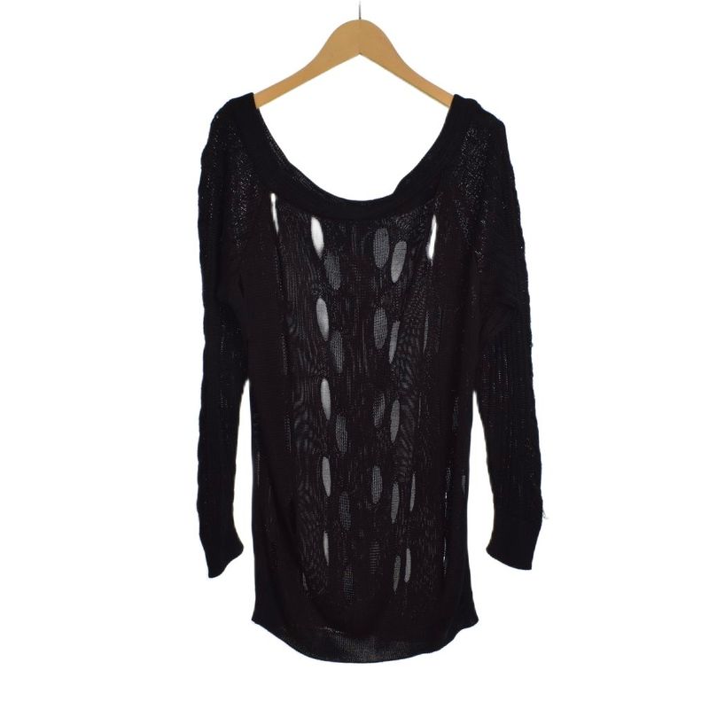 Gianni Versace Gianni Versace Design Hole Knit Sweater Long Sleeves 40 Black