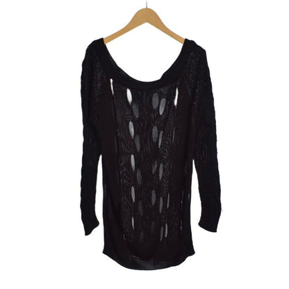 Gianni Versace Gianni Versace Design Hole Knit Sweater Long Sleeves 40 Black