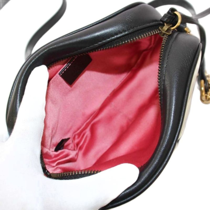 Gucci Ggmarmont Shoulder Bag Leather Black White 448065 KH - OH
