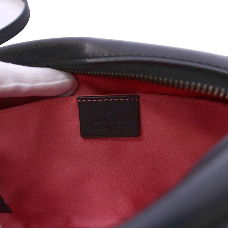 Gucci Ggmarmont Shoulder Bag Leather Black White 448065 KH - OH