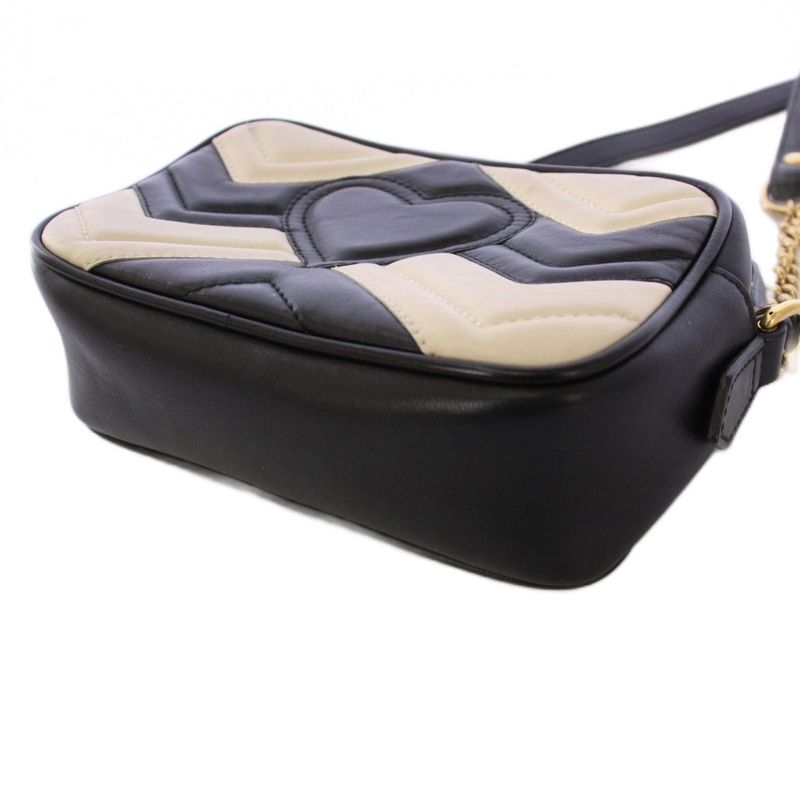 Gucci Ggmarmont Shoulder Bag Leather Black White 448065 KH - OH