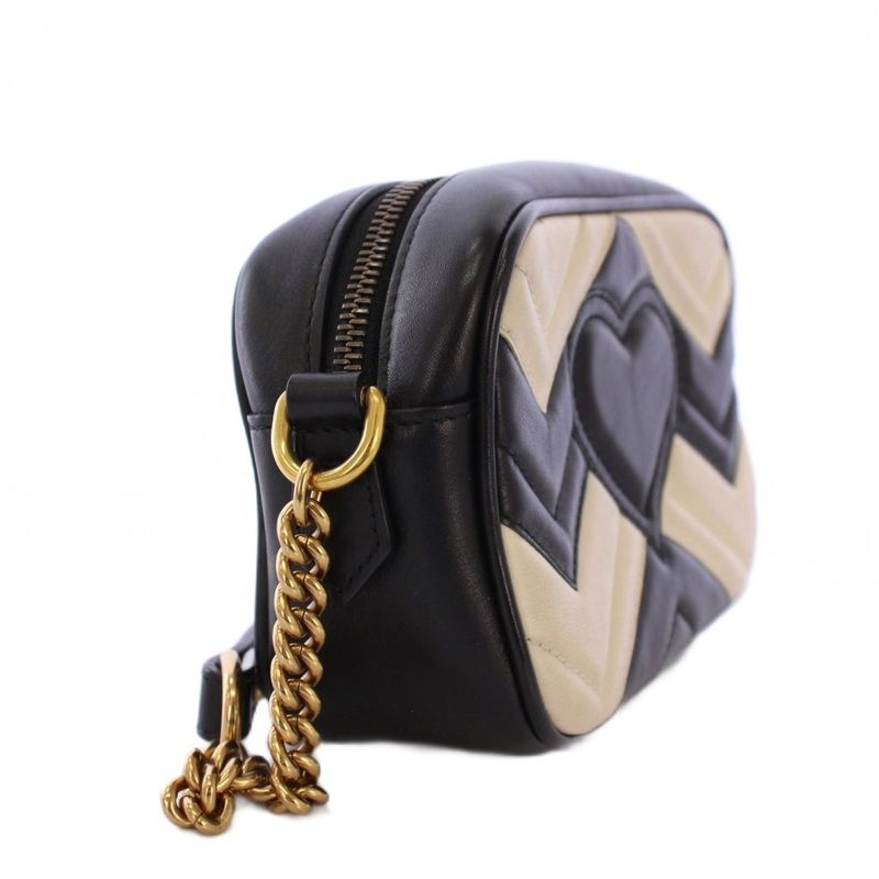 Gucci Ggmarmont Shoulder Bag Leather Black White 448065 KH - OH