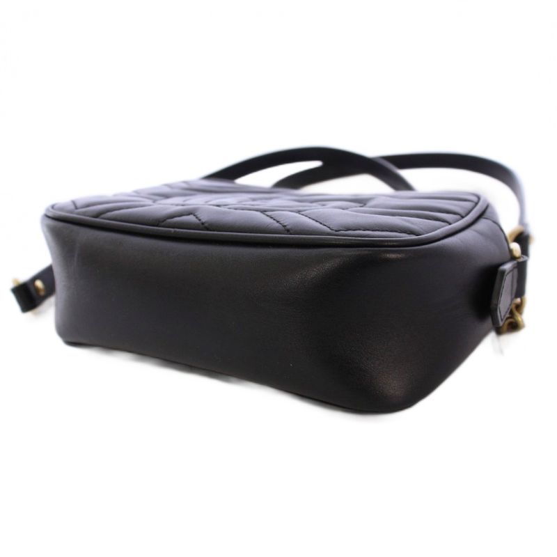 Gucci Ggmarmont Quilted Shoulder Bag Leather Black 448065 KH - OH