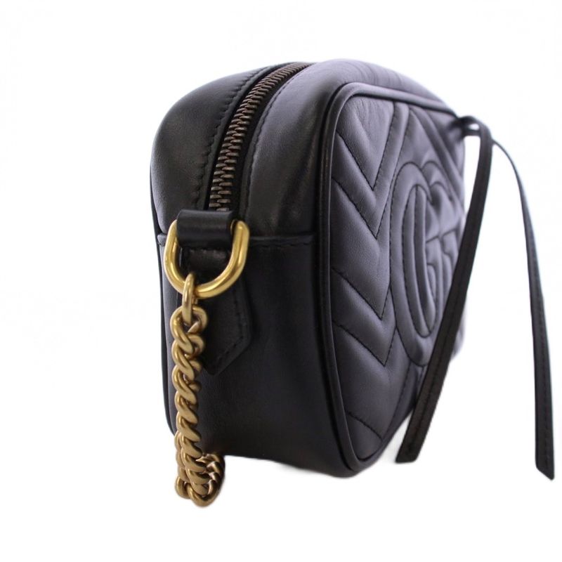 Gucci Ggmarmont Quilted Shoulder Bag Leather Black 448065 KH - OH