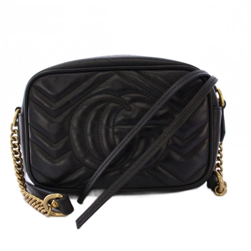 Gucci Ggmarmont Quilted Shoulder Bag Leather Black 448065 KH - OH