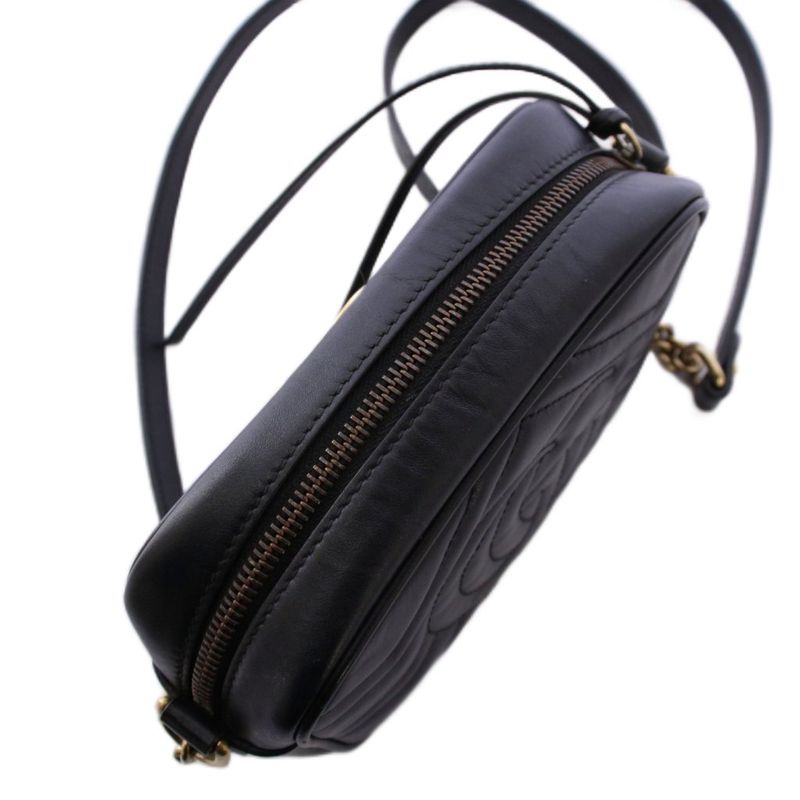 Gucci Ggmarmont Quilted Shoulder Bag Leather Black 448065 KH - OH