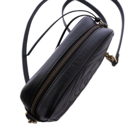 Gucci Ggmarmont Quilted Shoulder Bag Leather Black 448065 KH - OH