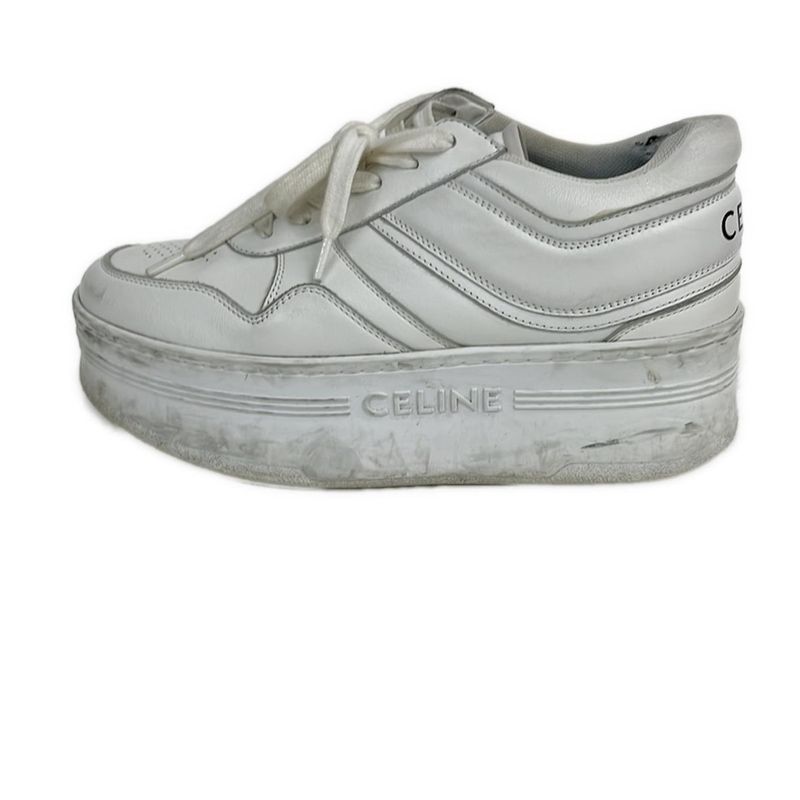 Celine Sneakers 37 Women's Block Sneakers White Insole Removable Leather