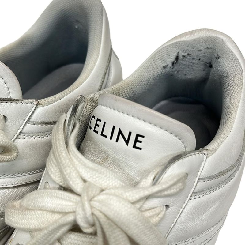 Celine Sneakers 37 Women's Block Sneakers White Insole Removable Leather