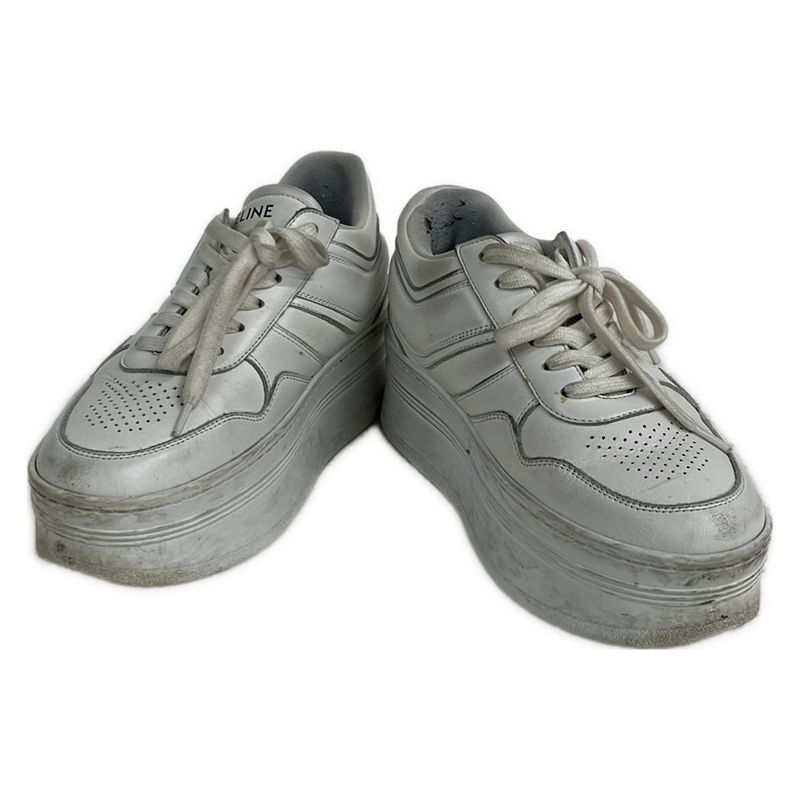 Celine Sneakers 37 Women's Block Sneakers White Insole Removable Leather