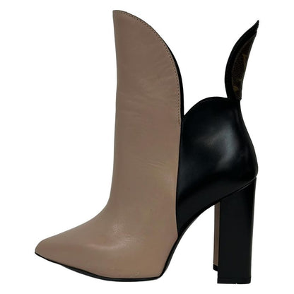 Louis Vuitton Short Boots 35 Women - Pink Beige And Black Leather