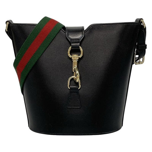 Gucci Shoulder Bag New Jackie Mini Bucket 782908 Black X Green X Red Leather
