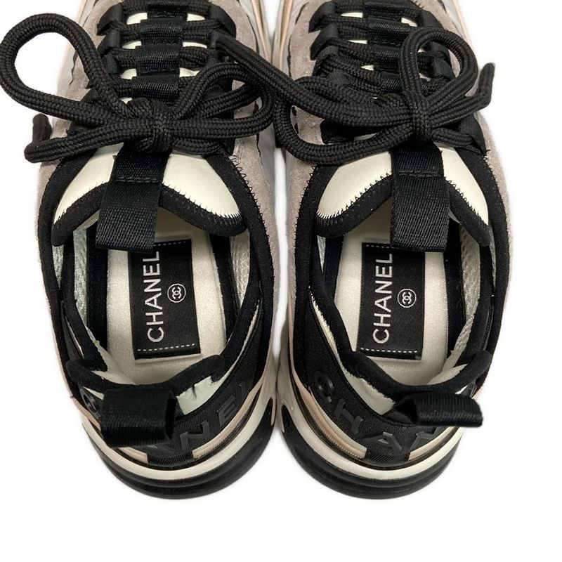 Chanel Sneakers 37 Women - G39982 Grey X Beige X Multi Coco Mark Matelasse
