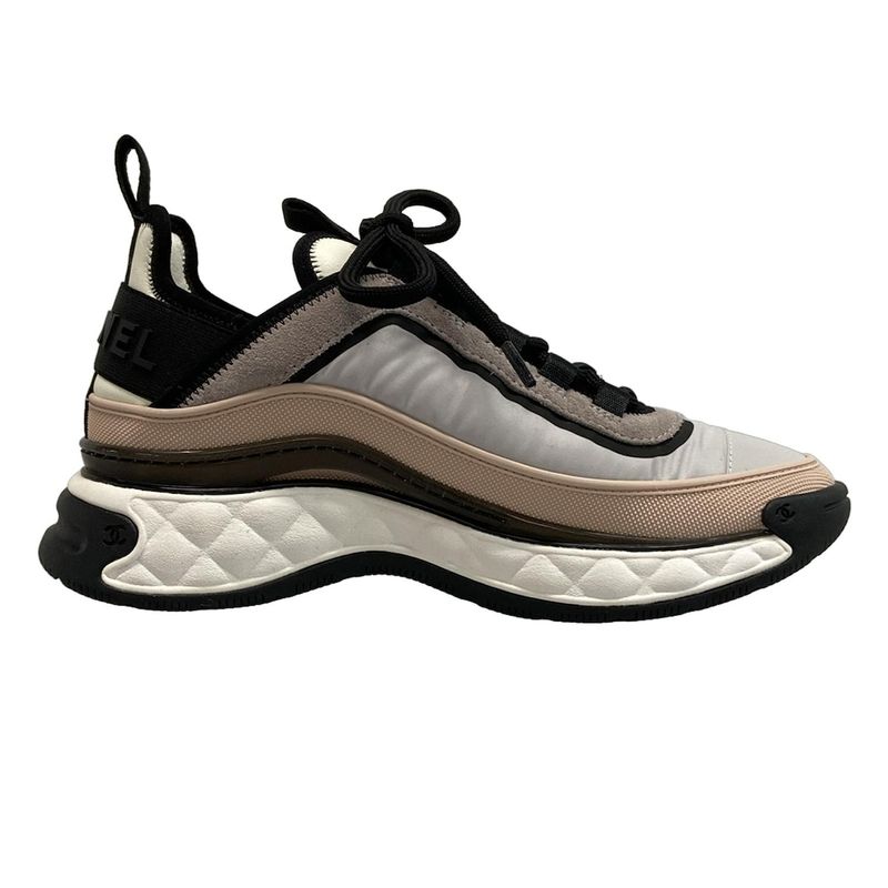 Chanel Sneakers 37 Women - G39982 Grey X Beige X Multi Coco Mark Matelasse
