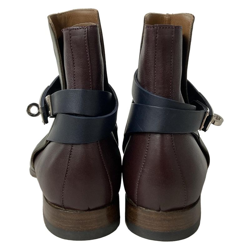 Hermes Short Boots 35 1 2 Women's Neo Black X Bordeaux X Multi Kelly Hardware