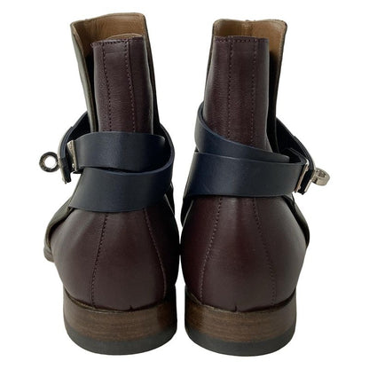 Hermes Short Boots 35 1 2 Women's Neo Black X Bordeaux X Multi Kelly Hardware