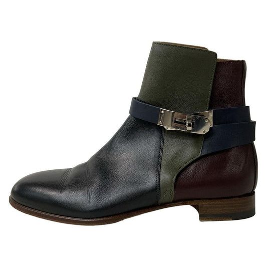 Hermes Short Boots 35 1 2 Women's Neo Black X Bordeaux X Multi Kelly Hardware