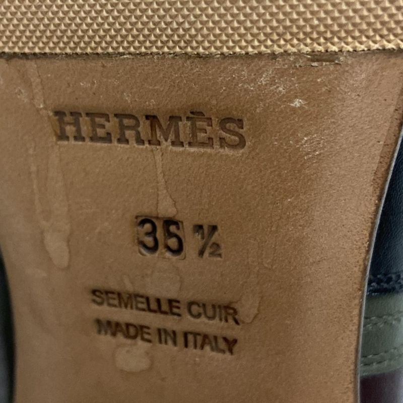 Hermes Short Boots 35 1 2 Women's Neo Black X Bordeaux X Multi Kelly Hardware