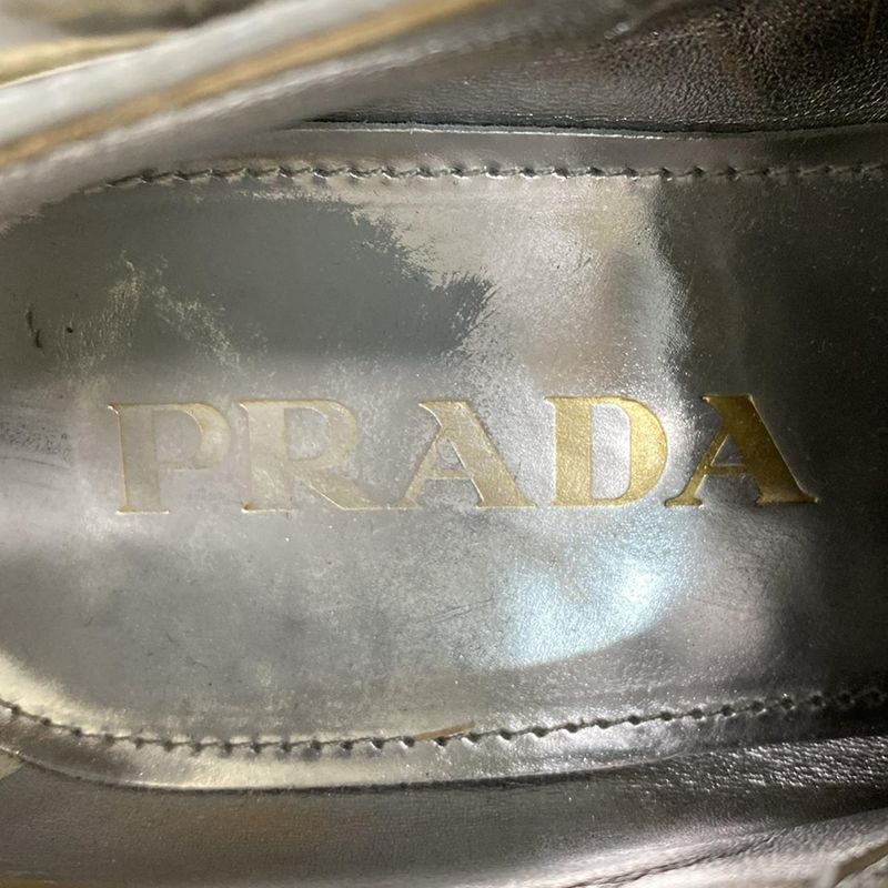 Prada Shoes 35 1 2 Women - Silver Wingtip Espadrilles Leather