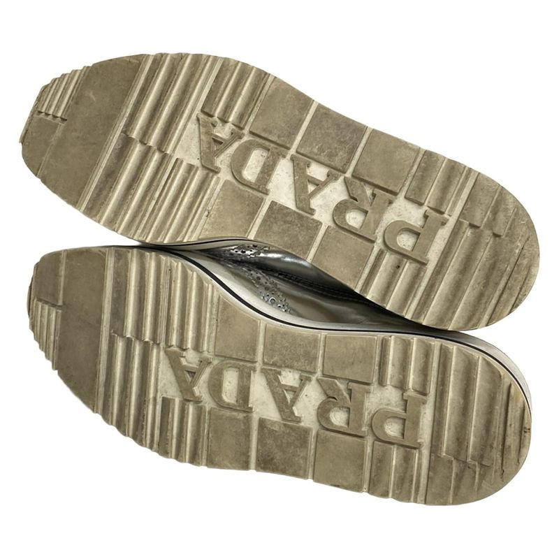 Prada Shoes 35 1 2 Women - Silver Wingtip Espadrilles Leather