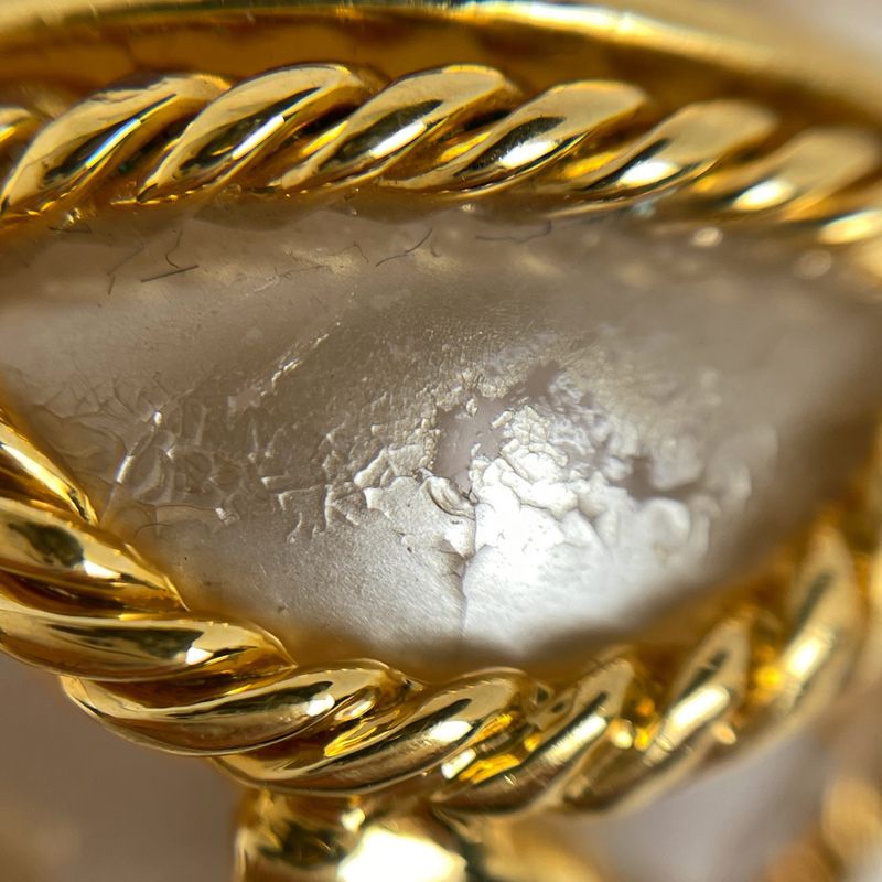 Chanel Coco Mark Faux Pearl Earrings Round Earrings GP Faux Pearl Gold White