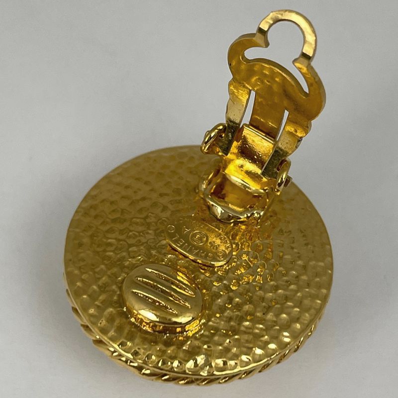 Chanel Coco Mark Faux Pearl Earrings Round Earrings GP Faux Pearl Gold White