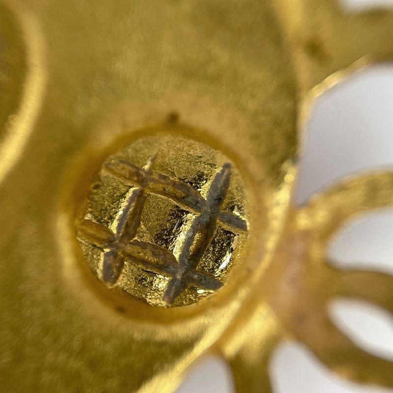 Chanel Coco Mark Earrings Gripoix Earrings GP Gold Red Ladies