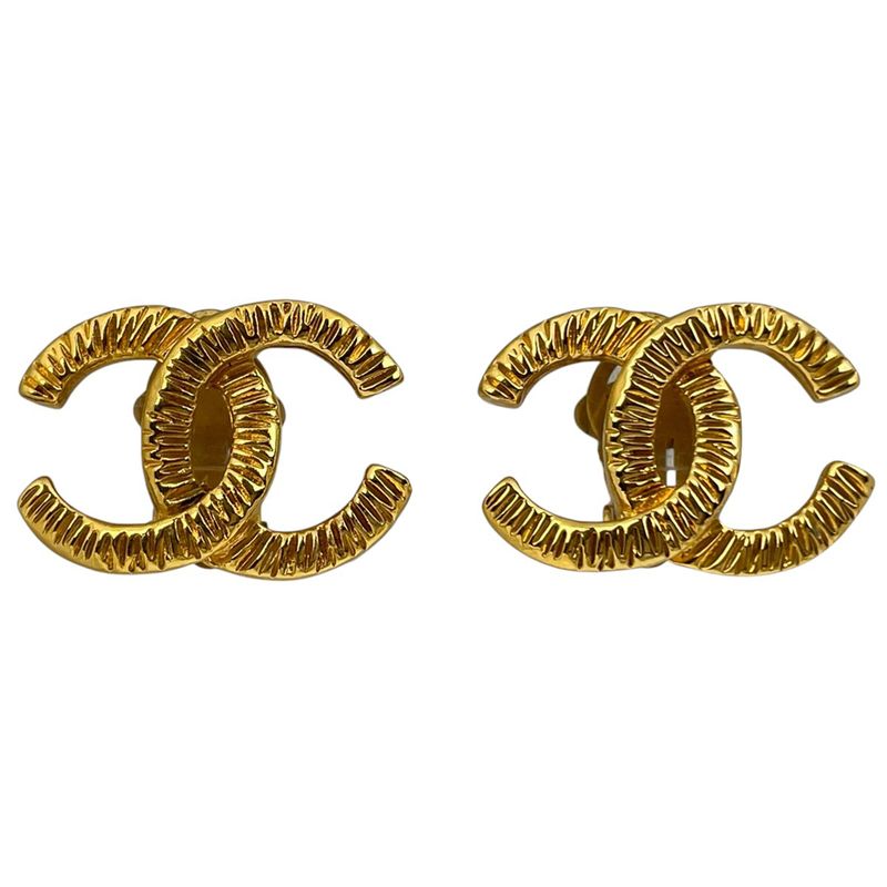 Chanel Coco Mark Earrings CC Earrings GP Gold Ladies