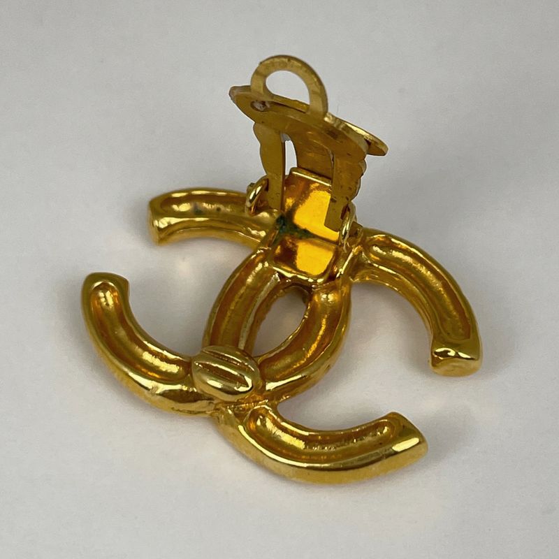 Chanel Coco Mark Earrings CC Earrings GP Gold Ladies