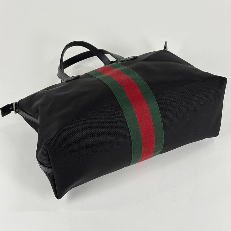 Gucci Logo Handbag 2WAY Shoulder Bag Sherry Line Web Nylon Black Green Red