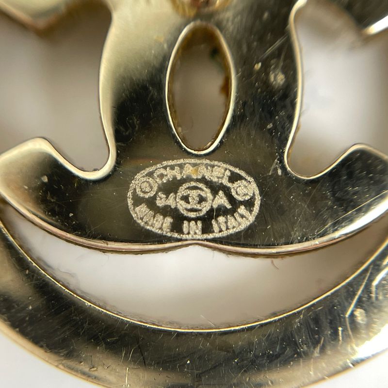 Chanel Coco Mark Faux Pearl Earrings Round Earrings GP Gold White Ladies