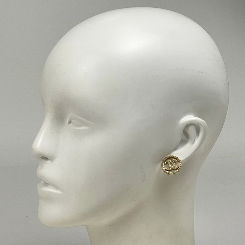Chanel Coco Mark Faux Pearl Earrings Round Earrings GP Gold White Ladies