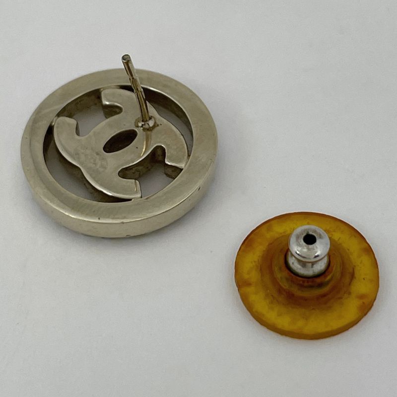 Chanel Coco Mark Faux Pearl Earrings Round Earrings GP Gold White Ladies