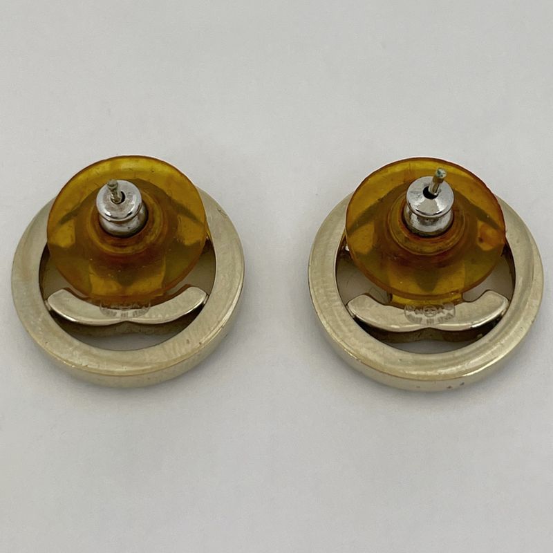 Chanel Coco Mark Faux Pearl Earrings Round Earrings GP Gold White Ladies