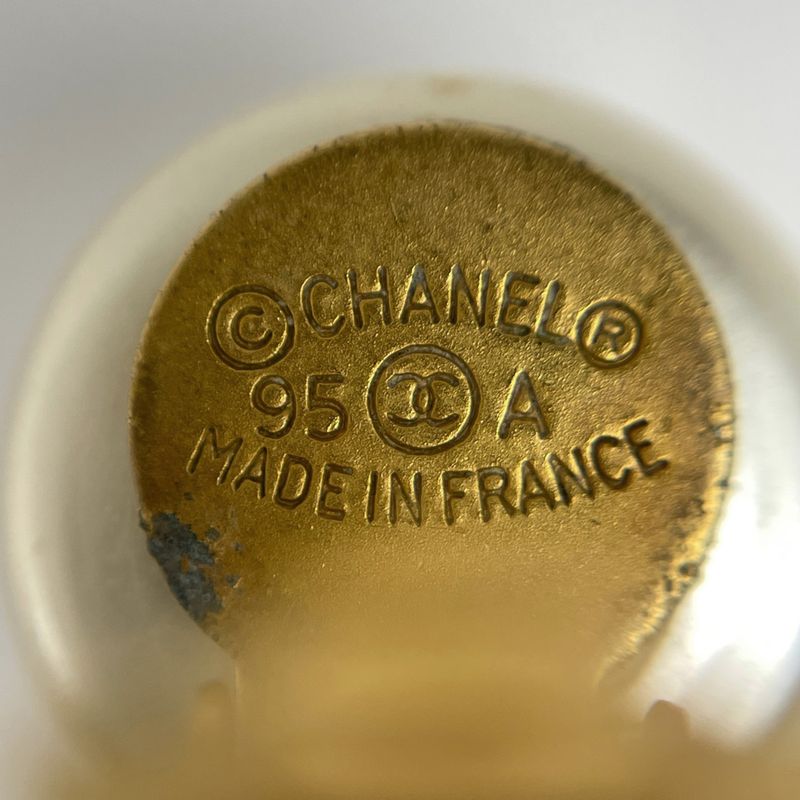 Chanel Coco Mark Faux Pearl Earrings Round Earrings GP Gold White Ladies